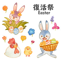 イースターバニーとイースターエッグ