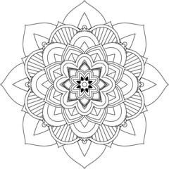 Easy Mandala coloring book simple and basic for beginners, seniors and children. Set of Mehndi flower pattern for Henna drawing and tattoo. Decoration in ethnic oriental, Indian style.