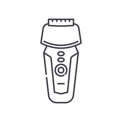 Electric shaver icon, linear isolated illustration, thin line vector, web design sign, outline concept symbol with editable stroke on white background.