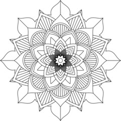 Easy Mandala coloring book simple and basic for beginners, seniors and children. Set of Mehndi flower pattern for Henna drawing and tattoo. Decoration in ethnic oriental, Indian style.