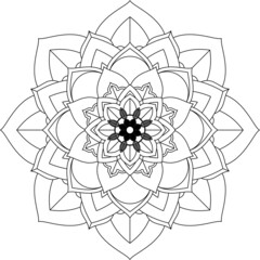 Easy Mandala coloring book simple and basic for beginners, seniors and children. Set of Mehndi flower pattern for Henna drawing and tattoo. Decoration in ethnic oriental, Indian style.
