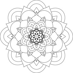 Easy Mandala coloring book simple and basic for beginners, seniors and children. Set of Mehndi flower pattern for Henna drawing and tattoo. Decoration in ethnic oriental, Indian style.
