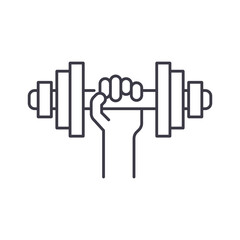 Dumbbells icon, linear isolated illustration, thin line vector, web design sign, outline concept symbol with editable stroke on white background.