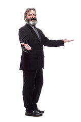 in full growth. friendly business man looking at you.