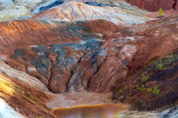 man-made landscape with a clay quarry and mud lakes