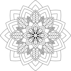 Obraz premium Easy Mandala coloring book simple and basic for beginners, seniors and children. Set of Mehndi flower pattern for Henna drawing and tattoo. Decoration in ethnic oriental, Indian style.