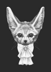 Obraz premium Portrait of Aristocrat Fennec Fox. Hand-drawn illustration.