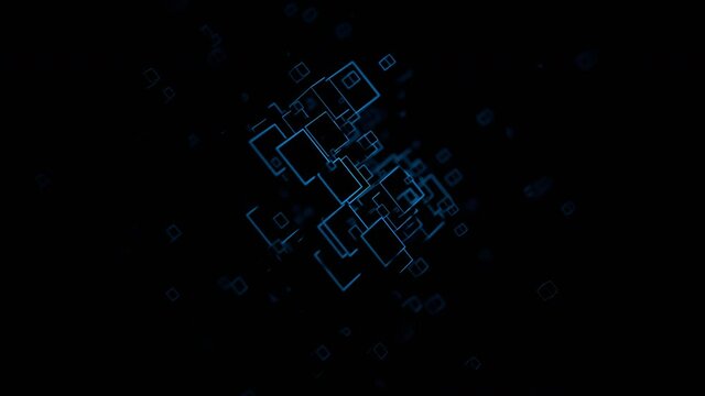 Abstract 3d render, dark futuristic background, seamless looped 4k animation