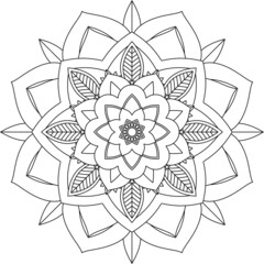 Easy Mandala coloring book simple and basic for beginners, seniors and children. Set of Mehndi flower pattern for Henna drawing and tattoo. Decoration in ethnic oriental, Indian style.