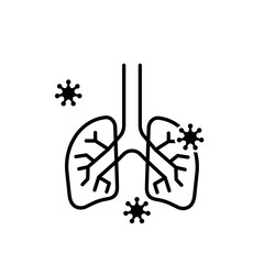 Lungs flat line icon. Vector