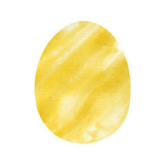 Isolated watercolor illustration of yellow egg. Hand drawn element for Easter Day greeting card template. Great background for wrapping paper, design print, party invitation, banner, poster.