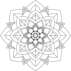 Easy Mandala coloring book simple and basic for beginners, seniors and children. Set of Mehndi flower pattern for Henna drawing and tattoo. Decoration in ethnic oriental, Indian style.