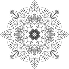 Easy Mandala coloring book simple and basic for beginners, seniors and children. Set of Mehndi flower pattern for Henna drawing and tattoo. Decoration in ethnic oriental, Indian style.
