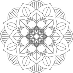 Easy Mandala coloring book simple and basic for beginners, seniors and children. Set of Mehndi flower pattern for Henna drawing and tattoo. Decoration in ethnic oriental, Indian style.