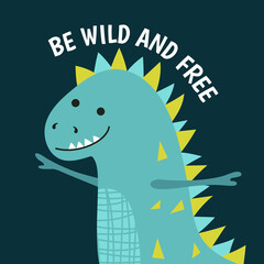 Greeting card with cartoon dinosaur.