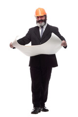 smiling qualified architect with a new drawing