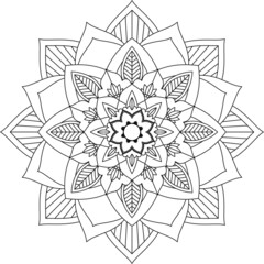 Easy Mandala coloring book simple and basic for beginners, seniors and children. Set of Mehndi flower pattern for Henna drawing and tattoo. Decoration in ethnic oriental, Indian style.
