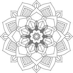 Easy Mandala coloring book simple and basic for beginners, seniors and children. Set of Mehndi flower pattern for Henna drawing and tattoo. Decoration in ethnic oriental, Indian style.