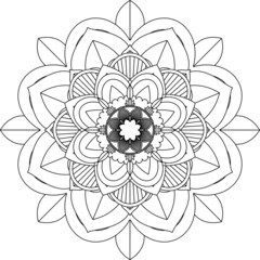 Easy Mandala coloring book simple and basic for beginners, seniors and children. Set of Mehndi flower pattern for Henna drawing and tattoo. Decoration in ethnic oriental, Indian style.