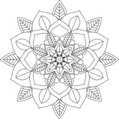 Easy Mandala coloring book simple and basic for beginners, seniors and children. Set of Mehndi flower pattern for Henna drawing and tattoo. Decoration in ethnic oriental, Indian style.