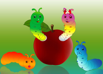 Cute butterfly worms of different colors.