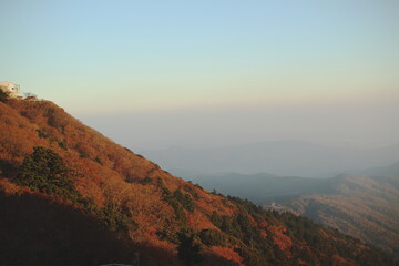 筑波山頂からの紅葉景色