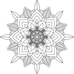 Easy Mandala coloring book simple and basic for beginners, seniors and children. Set of Mehndi flower pattern for Henna drawing and tattoo. Decoration in ethnic oriental, Indian style.