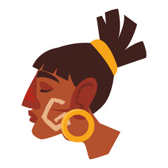 aztec warrior man character with round earring
