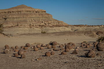 Valley of the Moon in the province of San Juan, Argentina. Ancient rock formations similar to the...