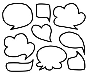 Comic bubbles collection on white background. Sketch. Vector illustration.