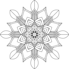 Easy Mandala coloring book simple and basic for beginners, seniors and children. Set of Mehndi flower pattern for Henna drawing and tattoo. Decoration in ethnic oriental, Indian style.