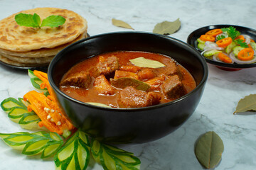 Beef Curry Served Roti Indonesian combination Malaysian Food
