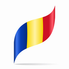 Romanian flag wavy abstract background. Vector illustration.