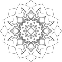 Easy Mandala coloring book simple and basic for beginners, seniors and children. Set of Mehndi flower pattern for Henna drawing and tattoo. Decoration in ethnic oriental, Indian style.
