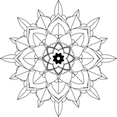 Easy Mandala coloring book simple and basic for beginners, seniors and children. Set of Mehndi flower pattern for Henna drawing and tattoo. Decoration in ethnic oriental, Indian style.
