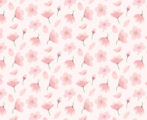 桜　ピンク背景　水彩　手描き
