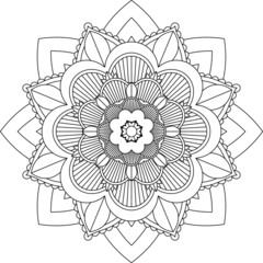 Easy Mandala coloring book simple and basic for beginners, seniors and children. Set of Mehndi flower pattern for Henna drawing and tattoo. Decoration in ethnic oriental, Indian style.