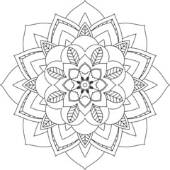 Easy Mandala coloring book simple and basic for beginners, seniors and children. Set of Mehndi flower pattern for Henna drawing and tattoo. Decoration in ethnic oriental, Indian style.