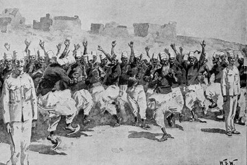 Anglo-Egyptian expedition over Dongola, Sudan. Antique illustration. 1896.