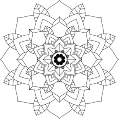 Fototapeta premium Easy Mandala coloring book simple and basic for beginners, seniors and children. Set of Mehndi flower pattern for Henna drawing and tattoo. Decoration in ethnic oriental, Indian style.
