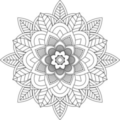 Easy Mandala coloring book simple and basic for beginners, seniors and children. Set of Mehndi flower pattern for Henna drawing and tattoo. Decoration in ethnic oriental, Indian style.