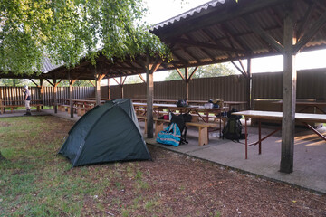 tent in urban area