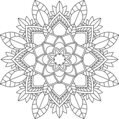 Easy Mandala coloring book simple and basic for beginners, seniors and children. Set of Mehndi flower pattern for Henna drawing and tattoo. Decoration in ethnic oriental, Indian style.