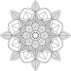 Easy Mandala coloring book simple and basic for beginners, seniors and children. Set of Mehndi flower pattern for Henna drawing and tattoo. Decoration in ethnic oriental, Indian style.