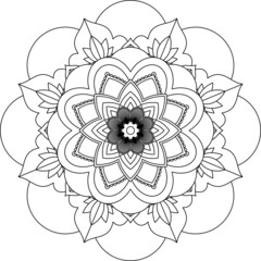 Easy Mandala coloring book simple and basic for beginners, seniors and children. Set of Mehndi flower pattern for Henna drawing and tattoo. Decoration in ethnic oriental, Indian style.