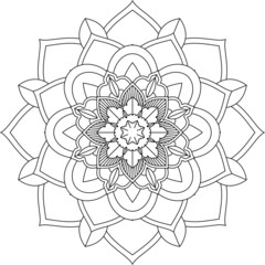 Easy Mandala coloring book simple and basic for beginners, seniors and children. Set of Mehndi flower pattern for Henna drawing and tattoo. Decoration in ethnic oriental, Indian style.