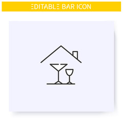 Home alcohol bar line icon. Mini bar. Home party, celebration. Home interior, furniture. Cocktail party and drinking establishment concept. Isolated vector illustration. Editable stroke 