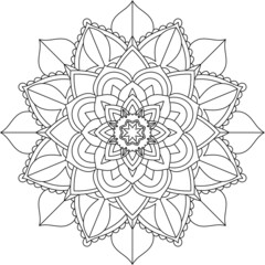 Easy Mandala coloring book simple and basic for beginners, seniors and children. Set of Mehndi flower pattern for Henna drawing and tattoo. Decoration in ethnic oriental, Indian style.