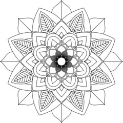 Easy Mandala coloring book simple and basic for beginners, seniors and children. Set of Mehndi flower pattern for Henna drawing and tattoo. Decoration in ethnic oriental, Indian style.