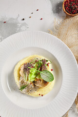 Chicken roll with mashed potato